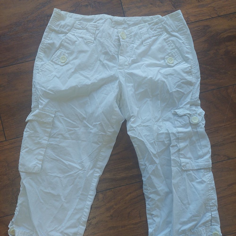 Cargo capris pants white